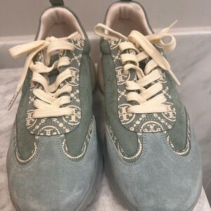 Tory Burch Green and Cream Casual Sneakers